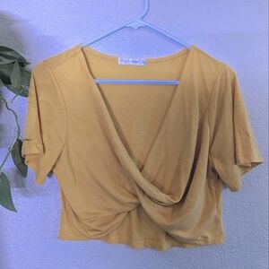 Mustard Yellow Twist Front Crop Top SZ L